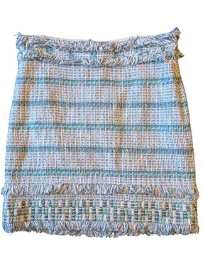 Tory Burch Nora Skirt sz12 Ribbon Tweed Fringe Embellishment EUC
